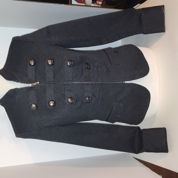 INC International Concepts Jackets & Blazers - INC  Military Jacket with  Botton Detail Black Gray Size Small